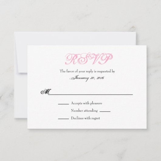 Pink Blanc Plaine Simple Mariage Cartes RSVP (Devant)