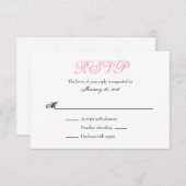 Pink Blanc Plaine Simple Mariage Cartes RSVP (Devant / Derrière)