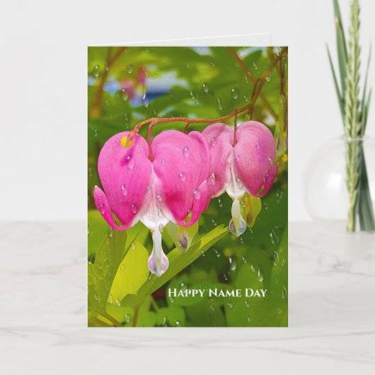 pink bleeding heart flowers and rain kaart (Voorkant)