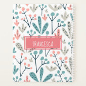 Pink Bleu Tan Abstrait Motif Floral Monogramme (Dos)