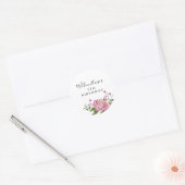 Pink Bloemenmeisje Birthday Favor Ronde Sticker (Envelop)