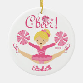 Pink Blonde Cheerleader Persoonlijke versiering Keramisch Ornament