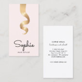 Pink Blonde Hair Curl Salon Hair Stylist Salon Visitekaartje (Voorkant / Achterkant)