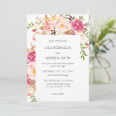Pink Blooming Blush 2 Floral Faire-part de mariage (Debout devant)