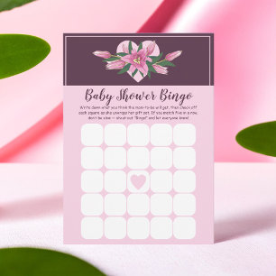 Pink Blooming Lily Baby shower Bingo Carte de jeu