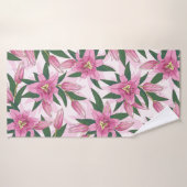 Pink Blooming Lily Badhanddoek (Badhanddoek)