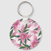 Pink Blooming Lily Sleutelhanger (Voorkant)