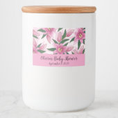 Pink Blooming Lily Voedselcontainer Etiket (Voorkant)