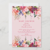 Pink Blooms Baby shower Kaart (Voorkant)