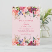 Pink Blooms Baby shower Kaart (Staand voorkant)