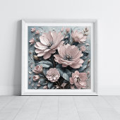 Pink Blooms Floral Art Poster