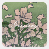 Pink Blossom Green Vierkante Sticker (Voorkant)