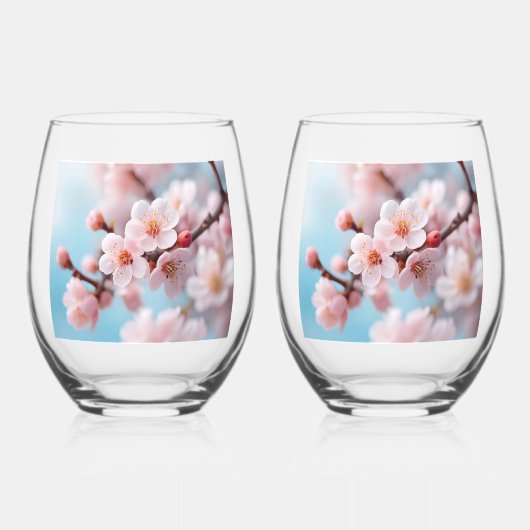 Pink Blossom Magic Wijnglas Zonder Voet (Voorkant)