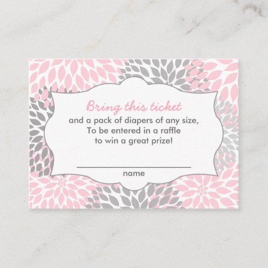 Pink Blossoms Baby shower Luier Raffle Tickets Informatiekaartje (Voorkant)