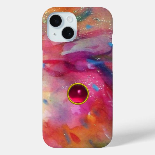 PINK BLUE ABSTRACT MET 3D RODE RUBY GEMSTONE Case-Mate iPhone CASE (Achterkant)