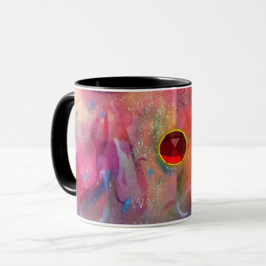 PINK BLUE ABSTRACT MET RODE RUBY MOK (Voorkant links)