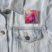 PINK BLUE ABSTRACT VIERKANTE BUTTON 5,1 CM (In situ)