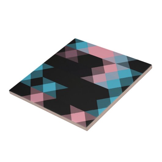 pink blue and black geometric tegeltje (Zijkant)
