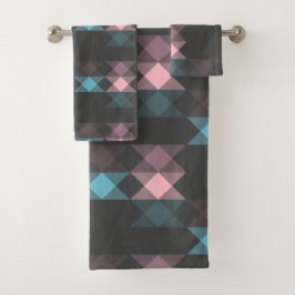 pink blue and gray geometric bad handdoek
