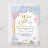 Pink Blue Arch Coquette Butterfly Gender Reveal Kaart (Voorkant)