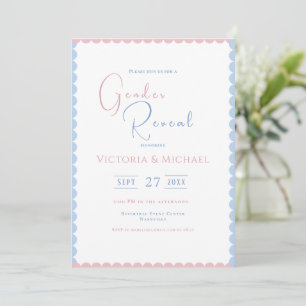 Pink & Blue Baby Genre Reveillez Invitation