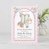 Pink & Blue Baby Shoes Theme Kaart (Staand voorkant)