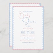 Pink & Blue Balloons Baby shower Uitnodiging (Voorkant / Achterkant)