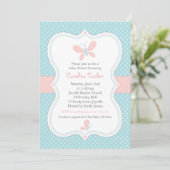 Pink & Blue Butterfly Baby Girl Shower Invitation (Debout devant)