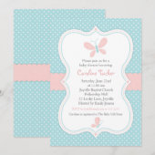 Pink & Blue Butterfly Baby Girl Shower Invitation (Devant / Derrière)