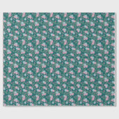 Pink & Blue Floral Pattern on Teal – Modern Cadeaupapier (Vlak)