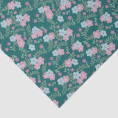Pink & Blue Floral Pattern on Teal – Modern Tissuepapier (Detail)