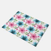 Pink & Blue Floral Seamless Pattern Deurmat (Schuin)