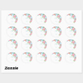 Pink Blue floral wedding Ronde Sticker (Vel)