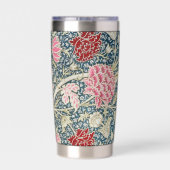 Pink Blue Floral William Morris Elegant Monogram Geïsoleerde Drinkbeker (Achterkant)