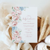 Pink & Blue Flowers Baby shower Uitnodiging