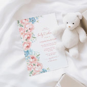 Pink & Blue Flowers Baby shower Uitnodiging