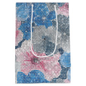 Pink Blue Flowers Medium Cadeauzakje (Achterkant)