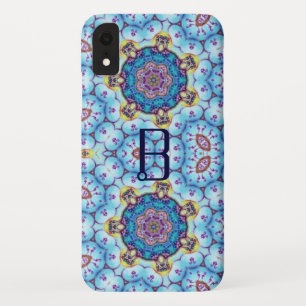 PINK BLUE FRACTAL CIRCLS MONOGRAM iPhone XR HOESJE