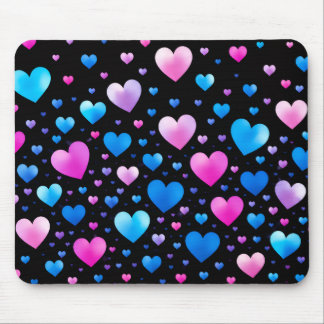 Pink & Blue Glowing Hearts Muismat