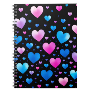 Pink & Blue Glowing Hearts Notitieboek