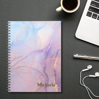 Pink Blue Gold Glitter Marble Name  Notitieboek