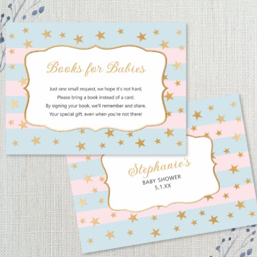 Pink Blue Gold Stars jumeaux réserver carte
