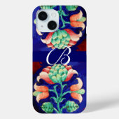 PINK BLUE GREEN FLORAL MONOGRAM Case-Mate iPhone CASE (Achterkant)
