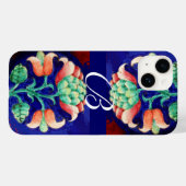 PINK BLUE GREEN FLORAL MONOGRAM Case-Mate iPhone CASE (Achterkant (horizontaal))