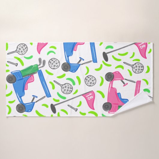 Pink Blue Green Golf Preppy (Serviette de bain)
