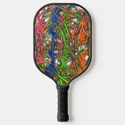 Pink, Blue, Green, Orange, Marble Artwork Pickleball Paddle (Voorkant)