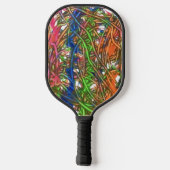 Pink, Blue, Green, Orange, Marble Artwork Pickleball Paddle (Achterkant)