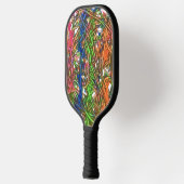 Pink, Blue, Green, Orange, Marble Artwork Pickleball Paddle (Links)