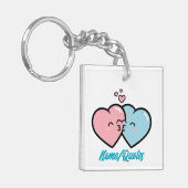 Pink & Blue Hearts Kiss Sleutelhanger (Voorkant Links)