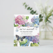 Pink Blue Hydrangea Floral Moving Kaart (Staand voorkant)